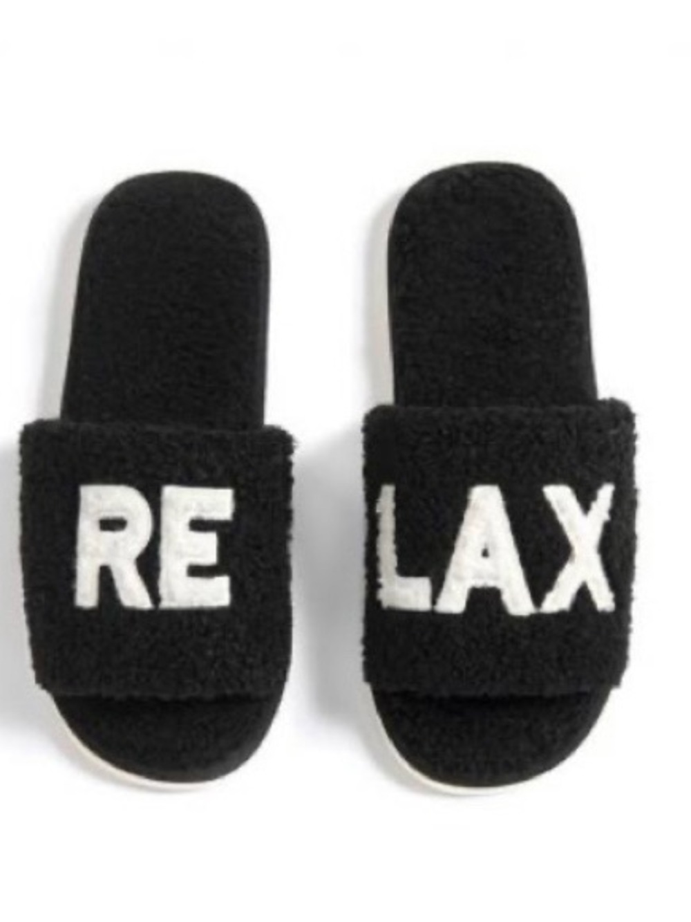 Shiraleah Black and Cream Fuzzy Slide Slippers Size 9/10 - Picture 7 of 7